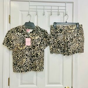 Juicy Couture Ocelot Velour Tracksuit Hoodie & Shorts Set NWT Y2K Size M L XL